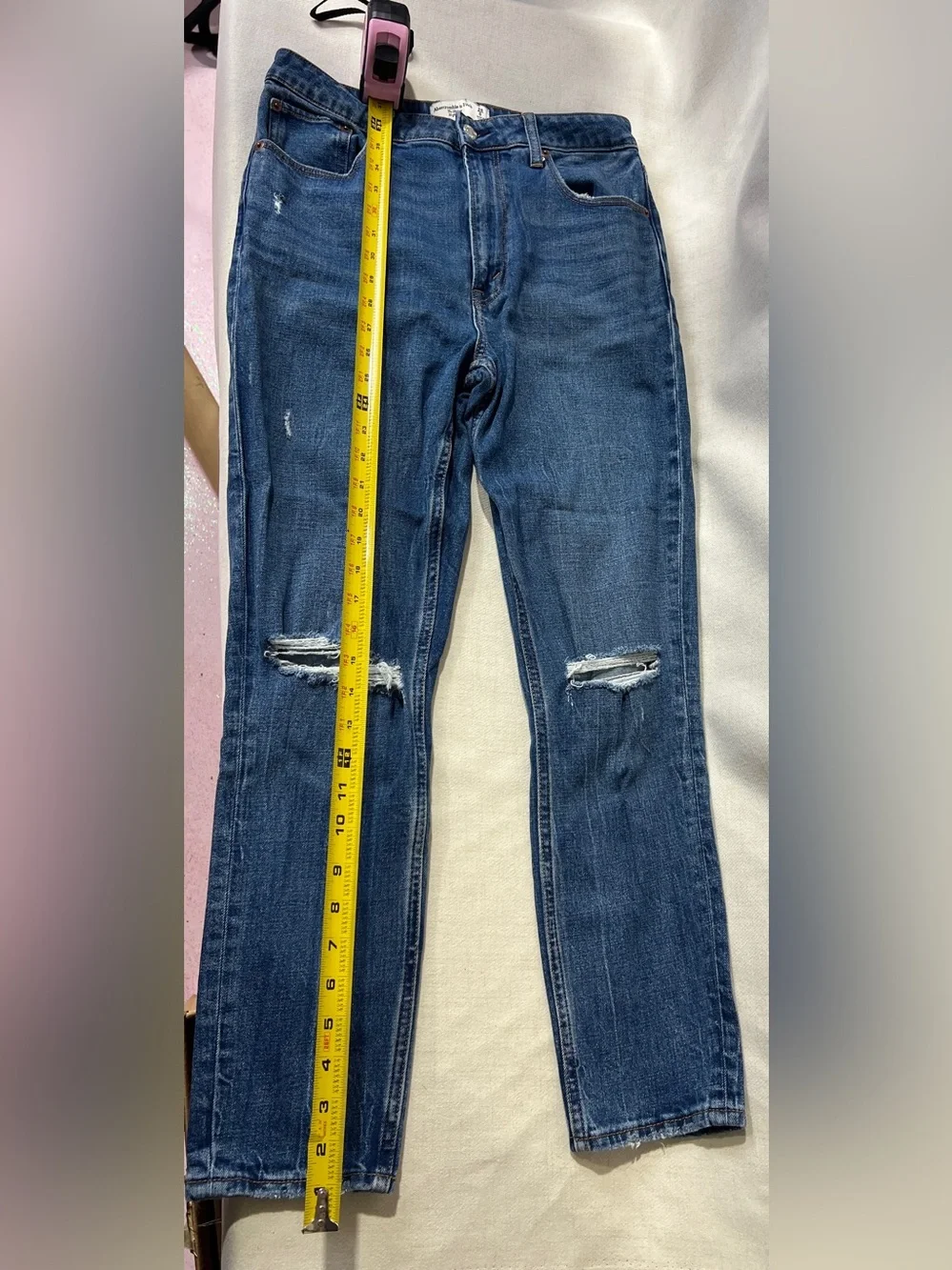 A&F The Skinny High Rise Jeans Size 28/6 Distressed Raw Hem Ankle
